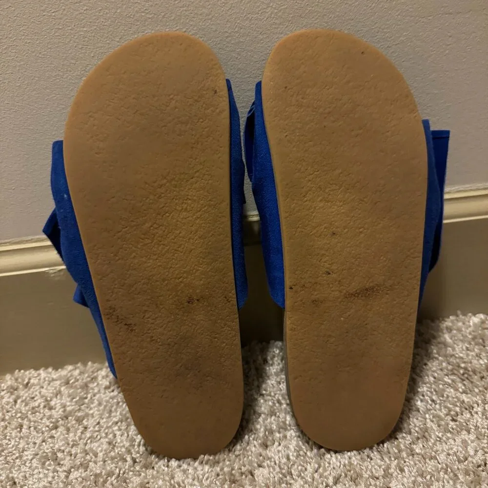 Ulla Johnson Bright Blue Bow Slide Sandals